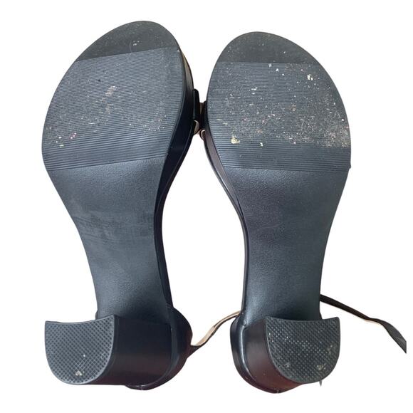 Dobolin Womens Size 8.5W Wide Black 4" Platform Heel Open Toe Ankle Strap Shoes - Picture 7 of 7